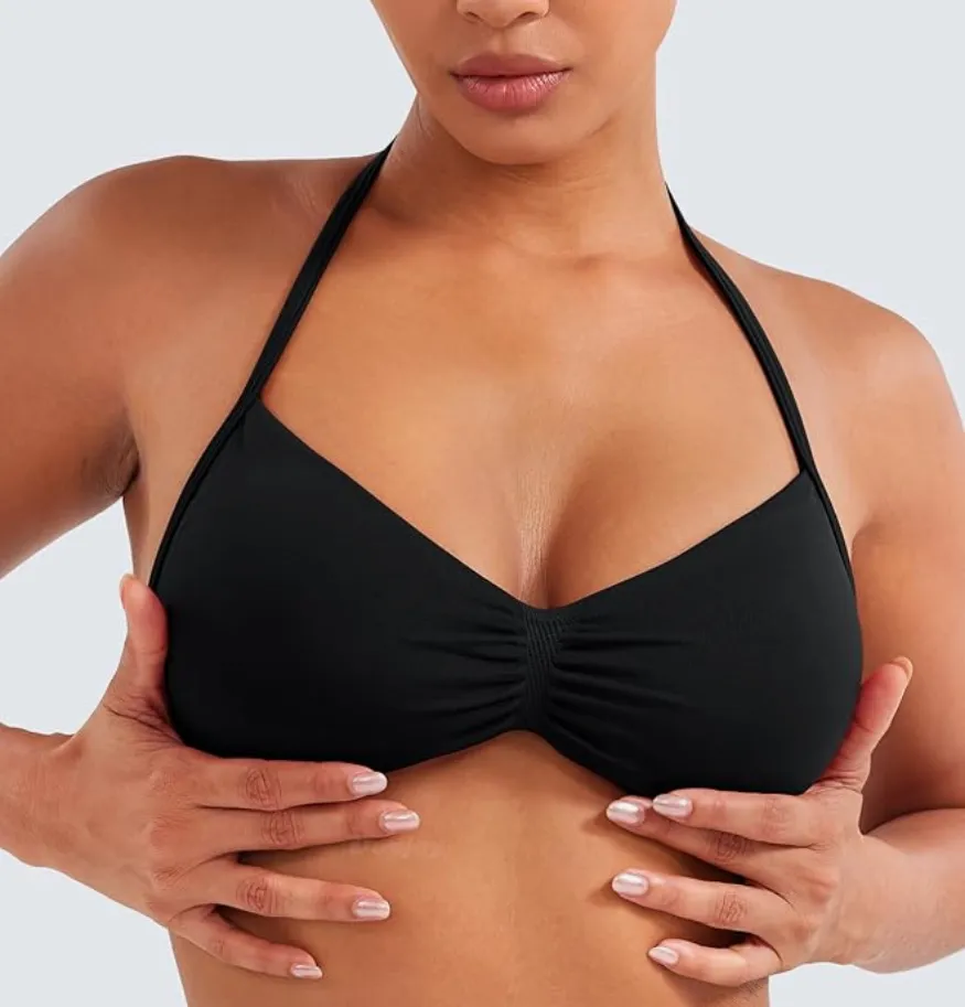 VOYJOY Impact Strappy Sports Bra Adjustable Padded Workout Gym